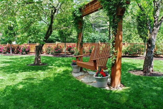 garden structures swing benches backyard ideas
