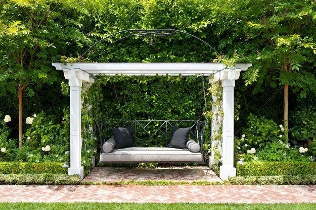 garden structures swing benches backyard ideas