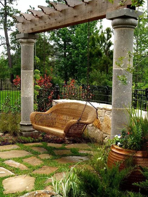 garden structures swing benches backyard ideas
