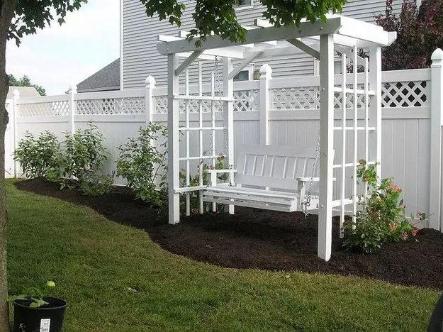 garden structures swing benches backyard ideas