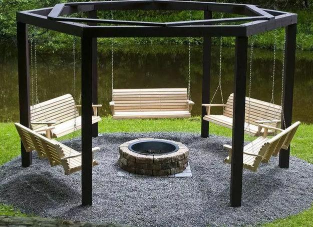 garden structures swing benches backyard ideas