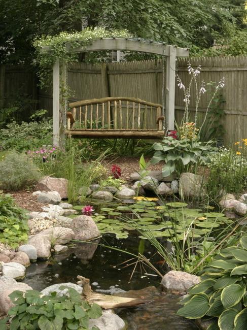 garden structures swing benches backyard ideas