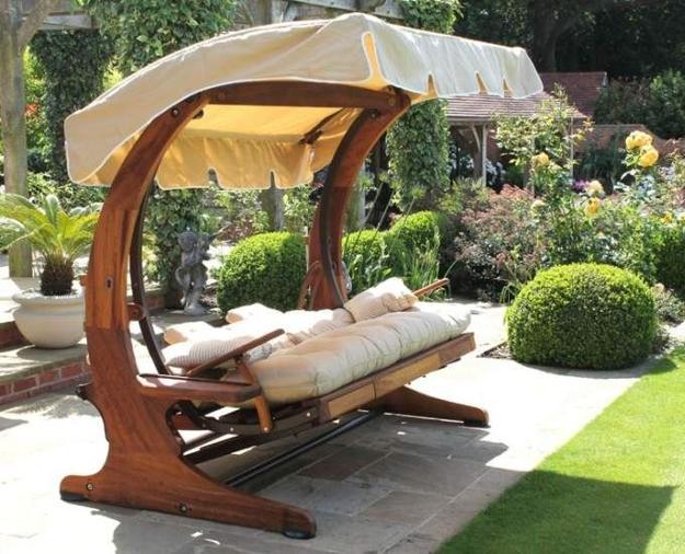 freestanding garden swing bench canopy