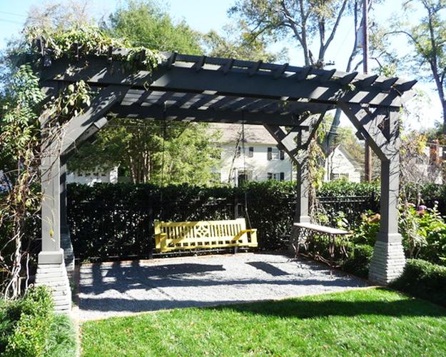 garden structures swing benches backyard ideas