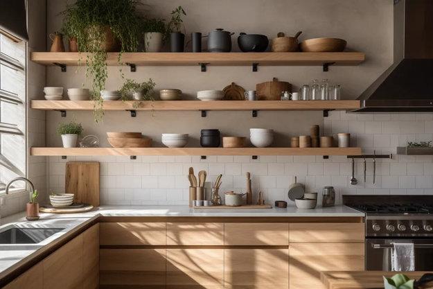 modern open kitchen shelf design ideas tableware displays