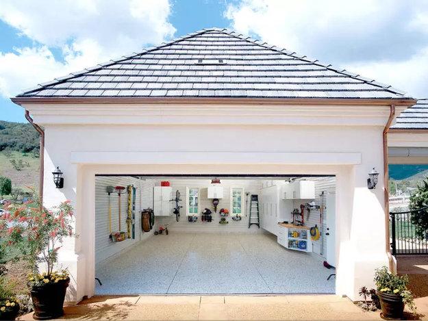 painted white garage interior