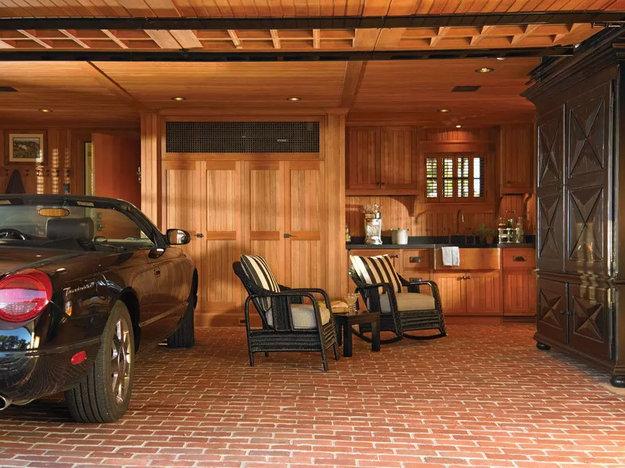 garage home bar TV chairs