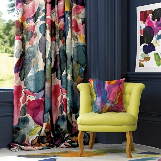 watercolor curtain patterns