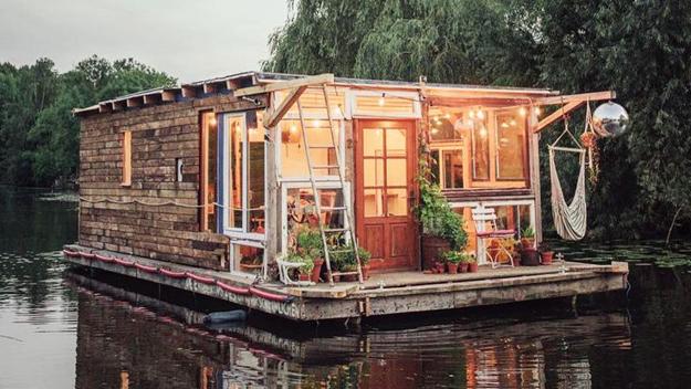 wooden floating home