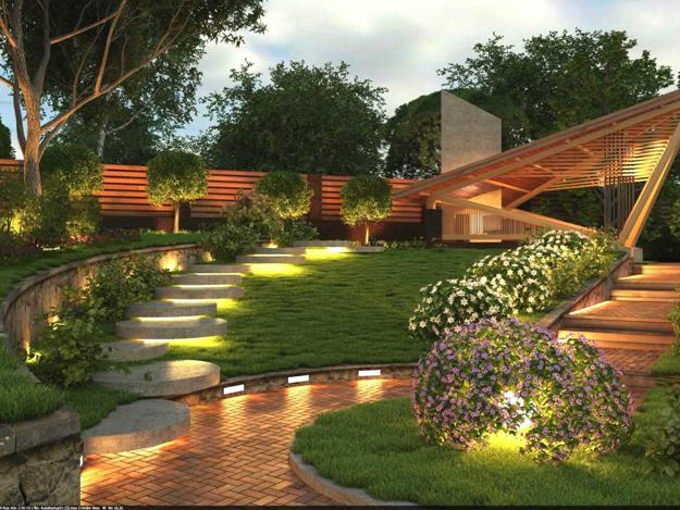garden staircase outdoor lights