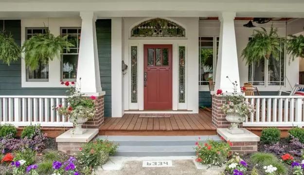 traditional painted red front door