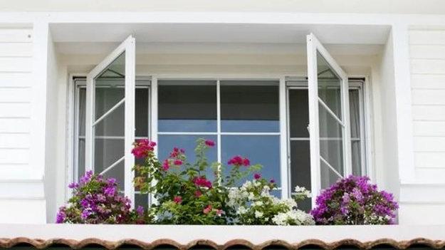 open windows balcony decorating flowers