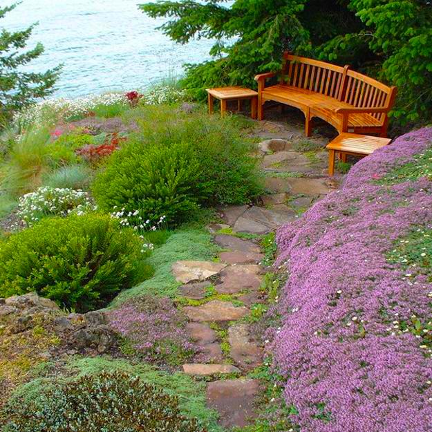 beautiful outdoor bench seating area