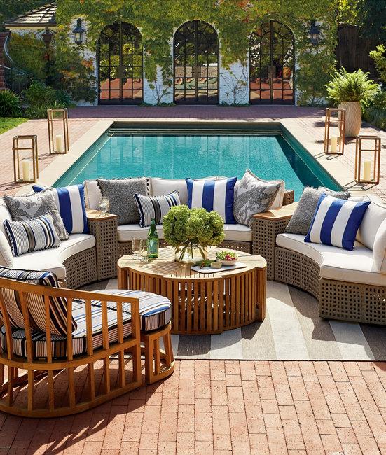 classic blue stripes outdoor furniture cushions
