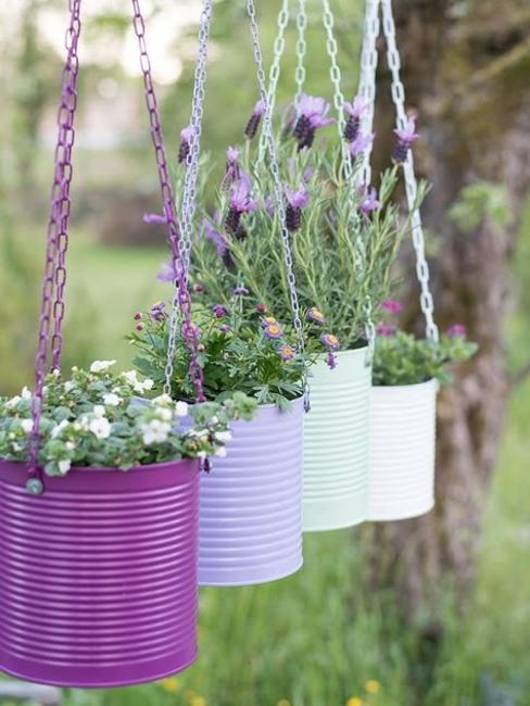 painted steel tin cans planters