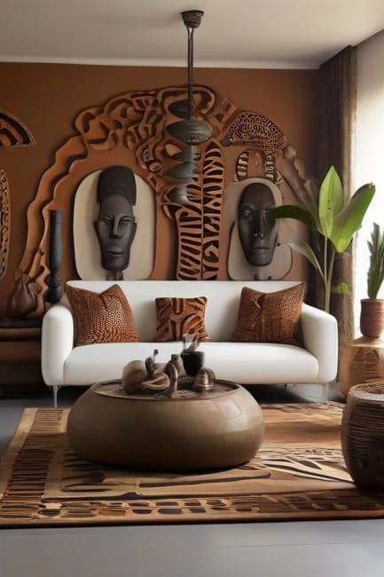 modern living room design african wall decorations
