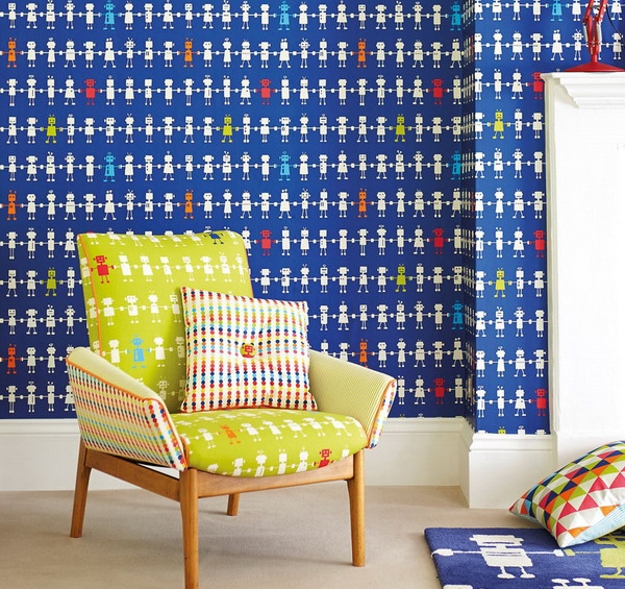 robot themed wallpaper design