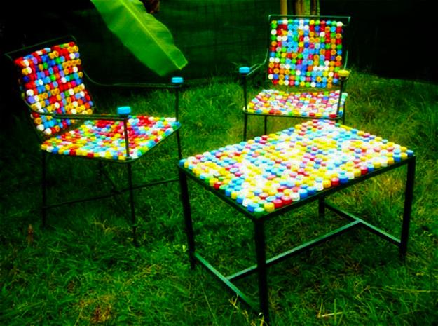 reuse recycle bottles garden furniture