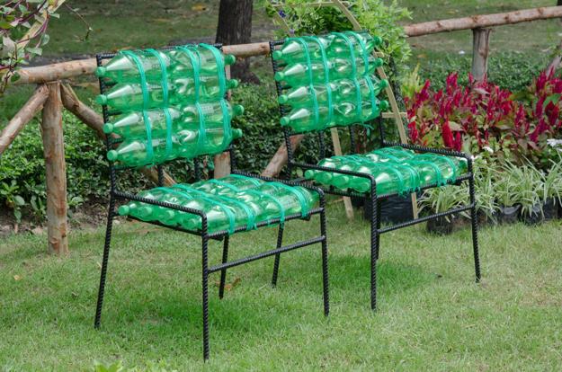 reuse recycle bottles garden furniture