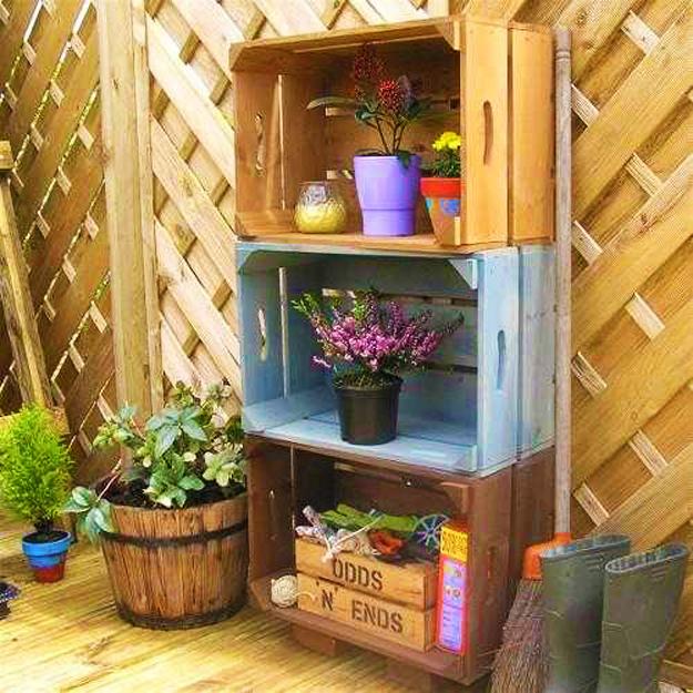 recycling wood boxes shelves