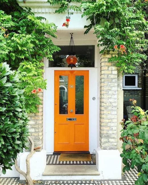 orange door hanging light