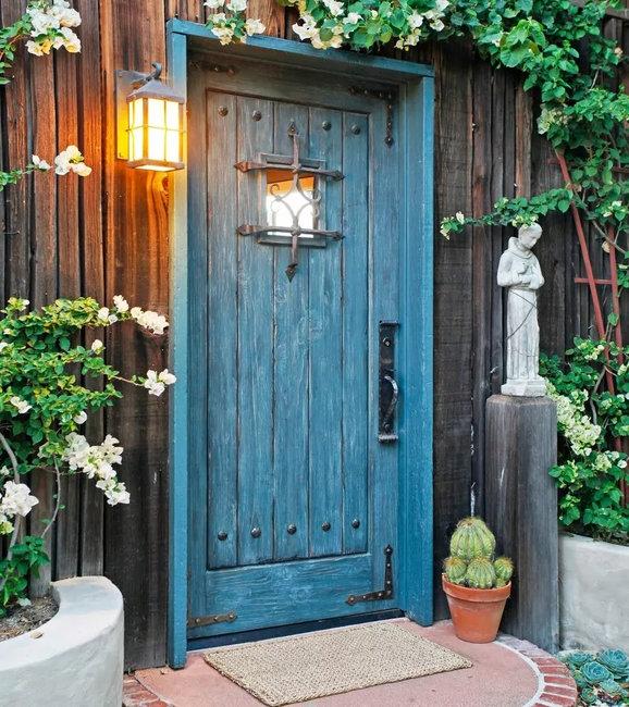 wooden door decoration outdoor lights