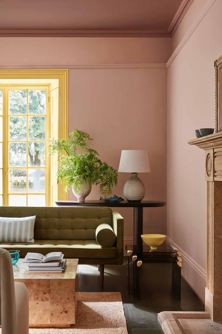 yellow window frame pink wall paint colors