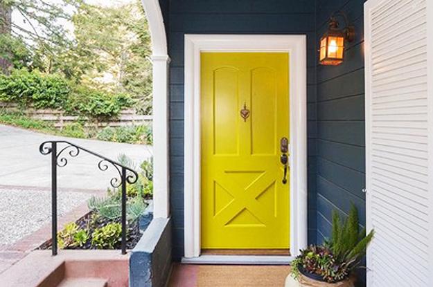 blue walls yellow door paint