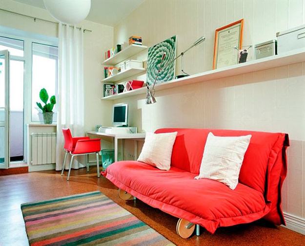red accent sofa chair kids room