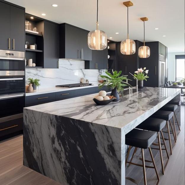 high contrast black white marble