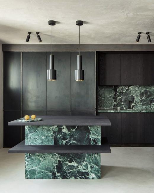 green marble kitchen design