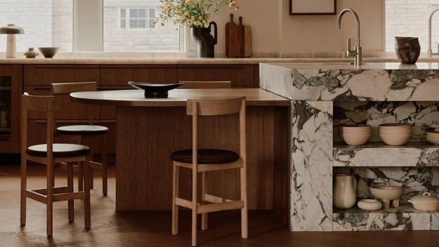 wood marble kitchen design