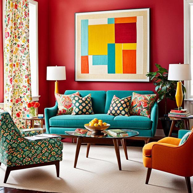 matching curtain fabrics wall art