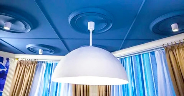 blue ceiling design medallion light
