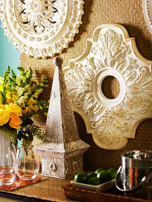 white medallions golden details