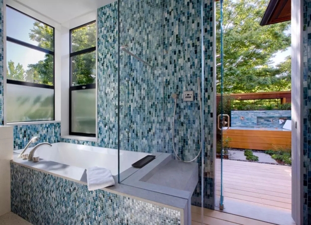 glass tiles modern bathroom design remodeling ideas