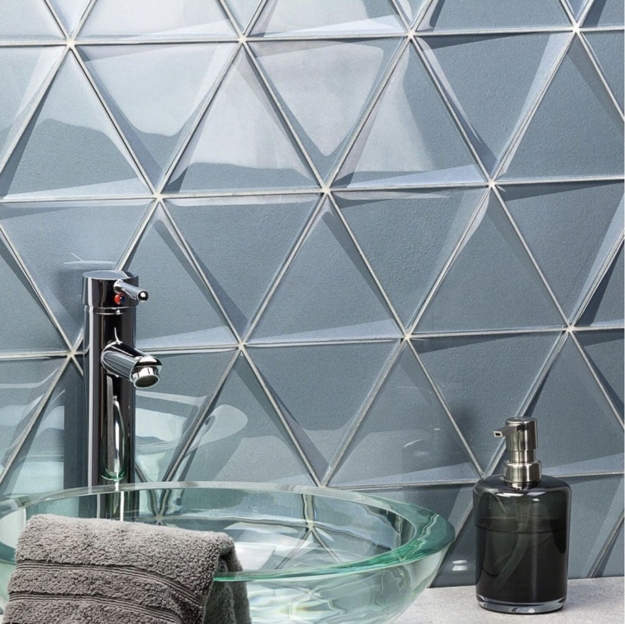 geometric triangular bathroom tiles
