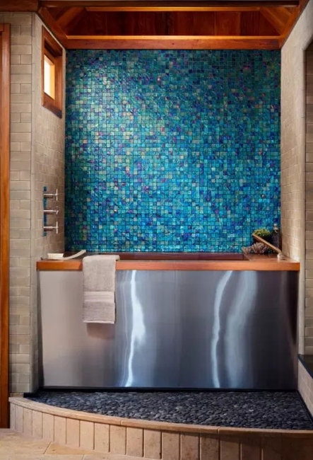 blue mosaic tiles