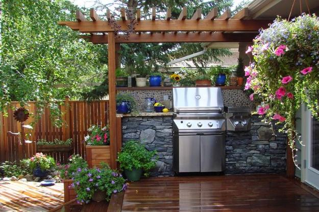 modern grilling areas backyard ideas