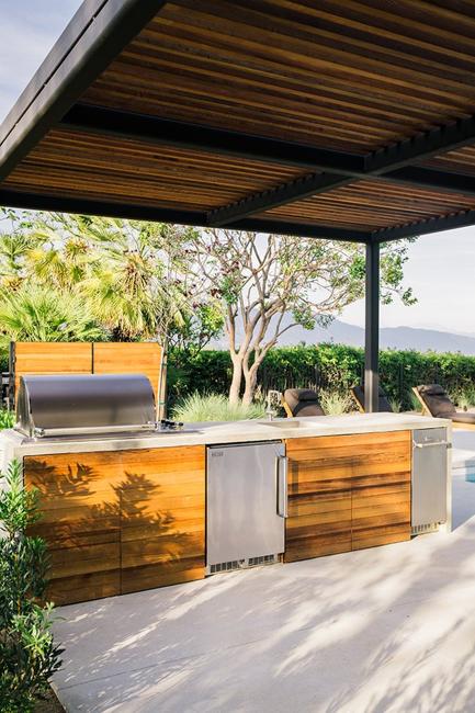 contemporary bbq area design ideas wood concrete