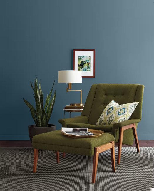 blue wall paint color modern pastel hue
