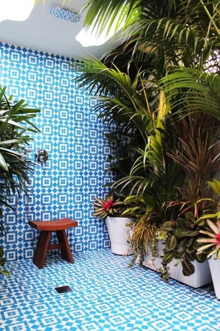 blue wall floor tiles