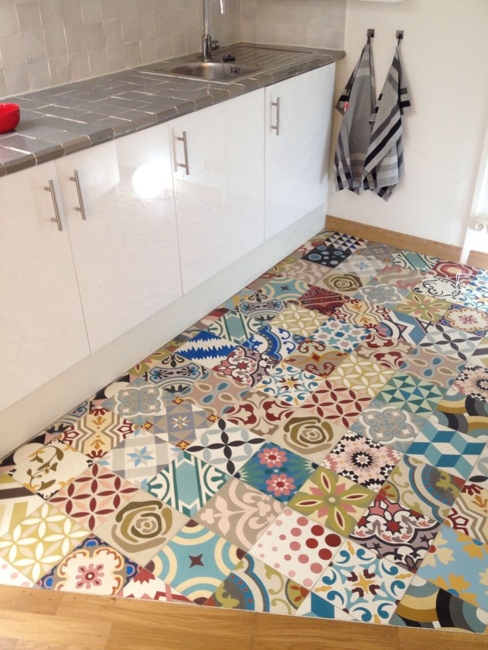 kitchen floor decoration colorful tile designs