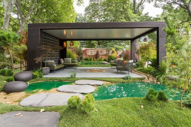 concrete slabs landscaping rocks modern ideas