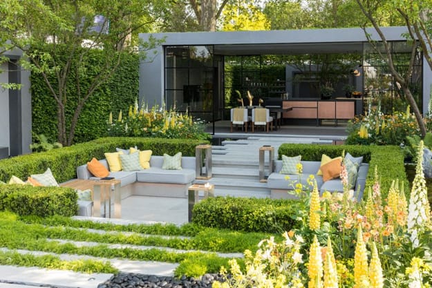 concrete slabs landscaping rocks modern ideas