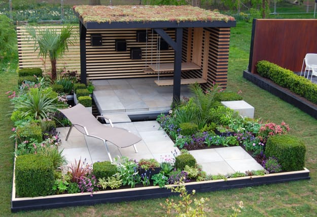 concrete slabs landscaping rocks modern ideas