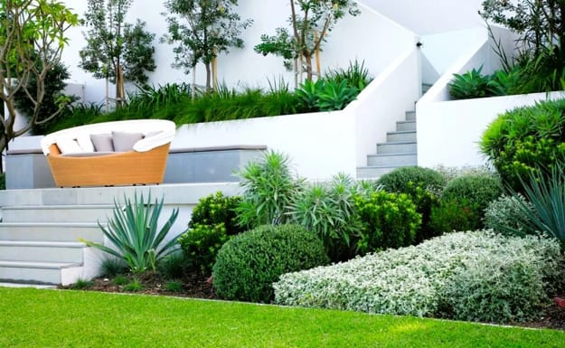 concrete slabs landscaping rocks modern ideas