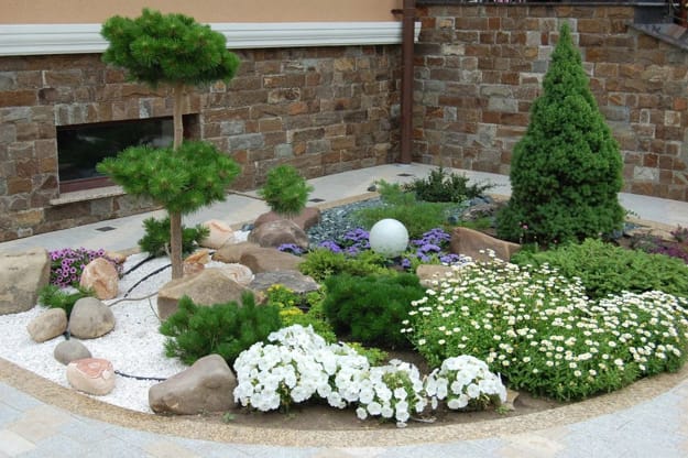 concrete slabs landscaping rocks modern ideas