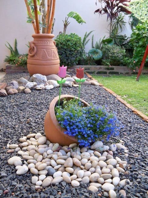 concrete slabs landscaping rocks modern ideas