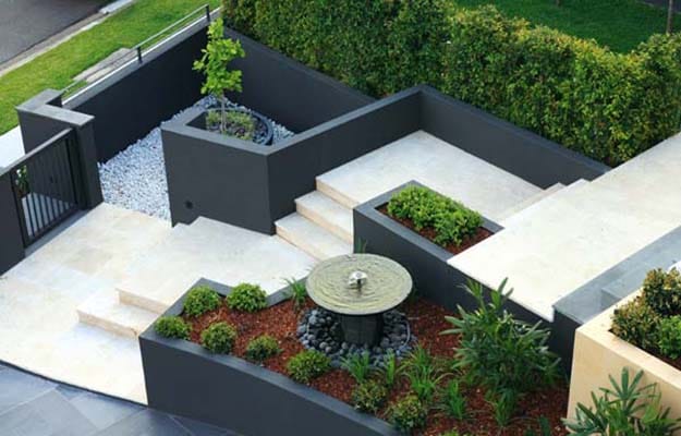 concrete slabs landscaping rocks modern ideas